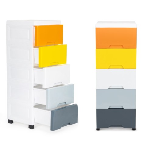 Regał z 5 wysuwanymi szufladami nogi z kółkami ModernHome ModernHome