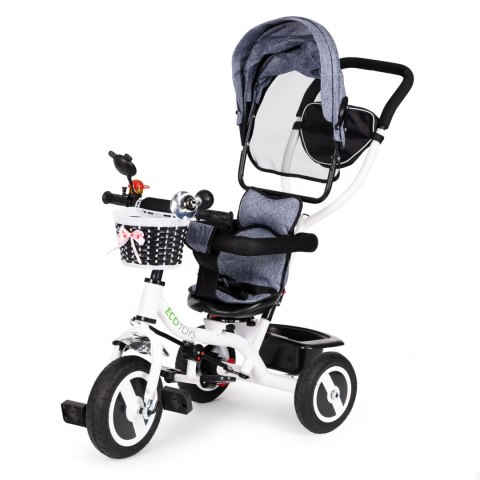 Rower trójkołowy obracany daszek wytrzymałe gumowe koła szary ECOTOYS ECOTOYS