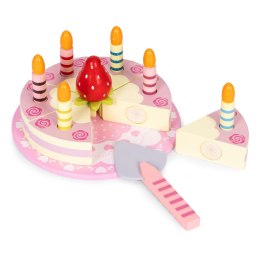 Zestaw drewniany tort na rzepy świeczki truskawka dla dzieci 15 elementów ECOTOYS ECOTOYS