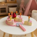 Zestaw drewniany tort na rzepy świeczki truskawka dla dzieci 15 elementów ECOTOYS ECOTOYS