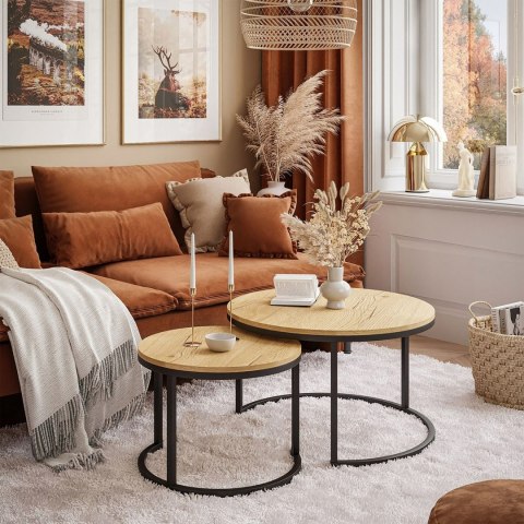 Zestaw stolików kawowych 2 szt. okrągłe loftowy design ModernHome ModernHome