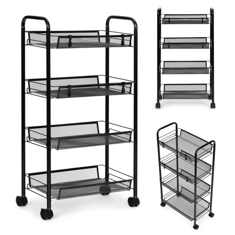 Regał organizer pomocnik do kuchni łazienki metalowy 4 półki kółka czarny ModernHome ModernHome
