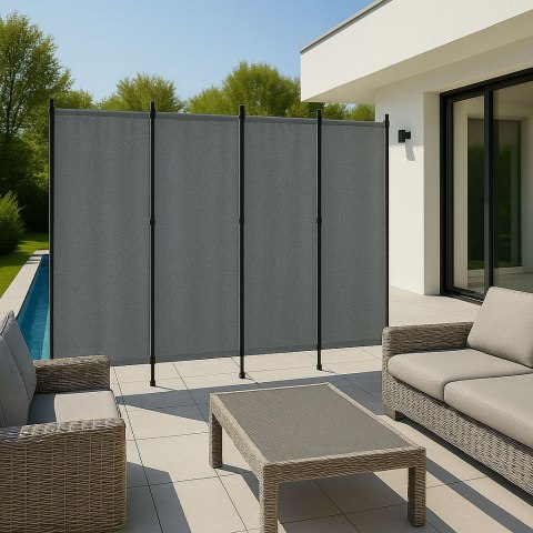 Składany parawan ogrodowy pokojowy 4-panelowy 167x216 cm szary MultiGarden MultiGarden