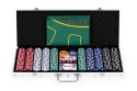Zestaw do pokera blackjacka 500 żetonów 2 talie kart kości mata do gry zamykana walizka MULTISTORE