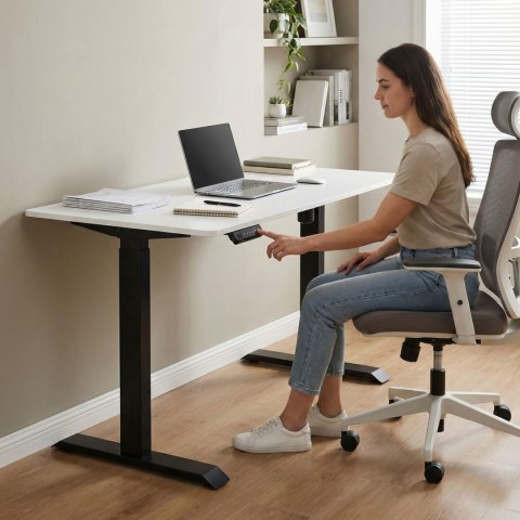 Biurko elektryczne regulowane 140x70 cm regulacja wysokości 76-121 cm ModernHome ModernHome