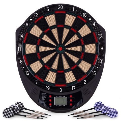 Elektroniczna tarcza do darta gry w rzutki lotki tablica LCD 41 cm 26 gier zestaw 6 rzutek MULTISTORE
