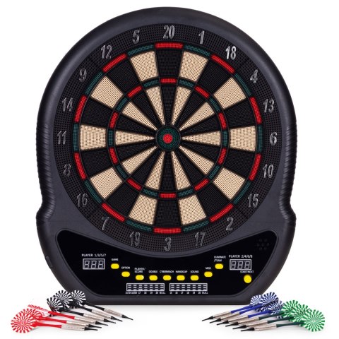 Elektroniczna tarcza do darta gry w rzutki lotki tablica LCD 48 cm 27 gier zestaw 12 rzutek MULTISTORE