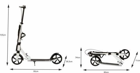 Hulajnoga miejska dla dzieci i młodzieży składana regulacja wysokości 95-105 cm koła 200 mm uchwyt na bidon Bauerkraft