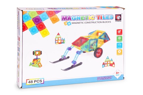 Klocki magnetyczne konstrukcyjne domek autko 48 elementów MULTISTORE