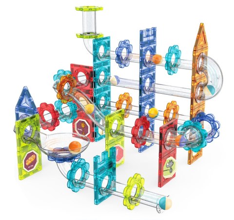 Klocki magnetyczne kontrukcyjne 3D tor kulkowy kulodrom 113 elementów MULTISTORE