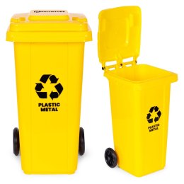 Kosz na smieci pojemnik 120L kubeł śmietnik żółty plastik gumowe koła MULTISTORE