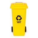 Kosz na smieci pojemnik 120L kubeł śmietnik żółty plastik gumowe koła MULTISTORE