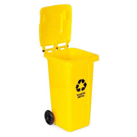 Kosz na smieci pojemnik 120L kubeł śmietnik żółty plastik gumowe koła MULTISTORE