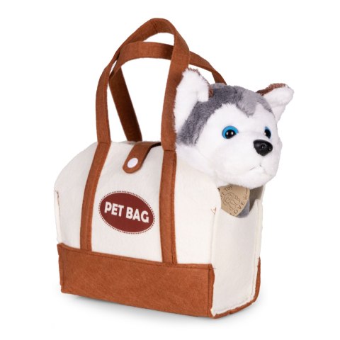 Pluszowy piesek w torebce husky maskotka dla dziecka + szczotka do pielęgnacji MULTISTORE