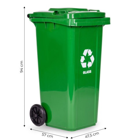 Zestaw 3 koszy na śmieci pojemniki 3x120L niebieski zielony żółty makulatura szkło plastik gumowe koła MULTISTORE