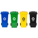 Zestaw 4 koszy na śmieci pojemniki 4x120L niebieski zielony żółty czarny makulatura szkło plastik odpady zmieszane gumowe koła MULTISTORE
