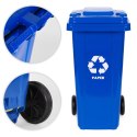 Zestaw 4 koszy na śmieci pojemniki 4x120L niebieski zielony żółty czarny makulatura szkło plastik odpady zmieszane gumowe koła MULTISTORE