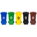 Zestaw 5 koszy na śmieci pojemniki 5x120L niebieski zielony żółty czarny brązowy makulatura szkło plastik odpady zmieszane BIO g MULTISTORE