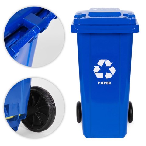 Zestaw 5 koszy na śmieci pojemniki 5x120L niebieski zielony żółty czarny brązowy makulatura szkło plastik odpady zmieszane BIO g MULTISTORE