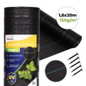 Agrowłóknina czarna agrotkanina UV 150g mata antychwastowa 1,6x20m kołki MulltiGarden MultiGarden