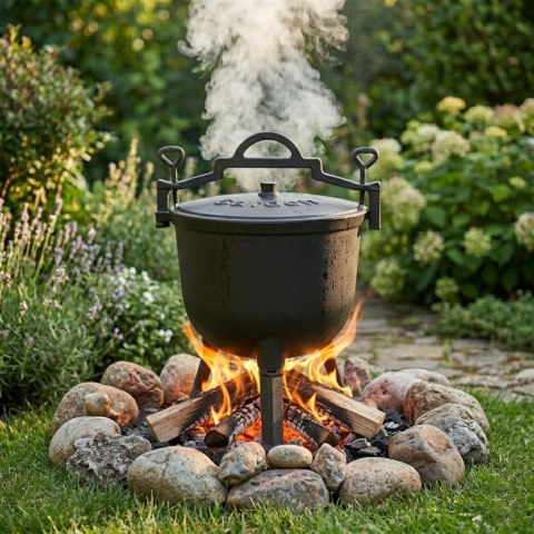 Kociołek żeliwny emaliowany 8L stojący garnek myśliwski ognisko grill MultiGarden MultiGarden