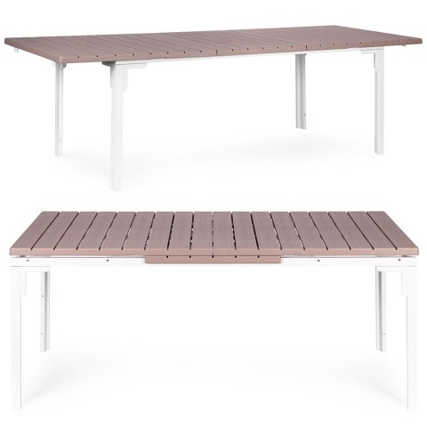 Stół ogrodowy rozkładany 180-240 cm do 12 os. stal HDPE beżowy MultiGarden MultiGarden