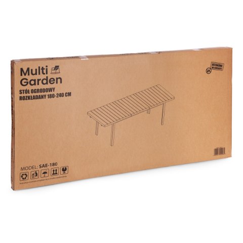 Stół ogrodowy rozkładany 180-240 cm do 12 os. stal HDPE beżowy MultiGarden MultiGarden