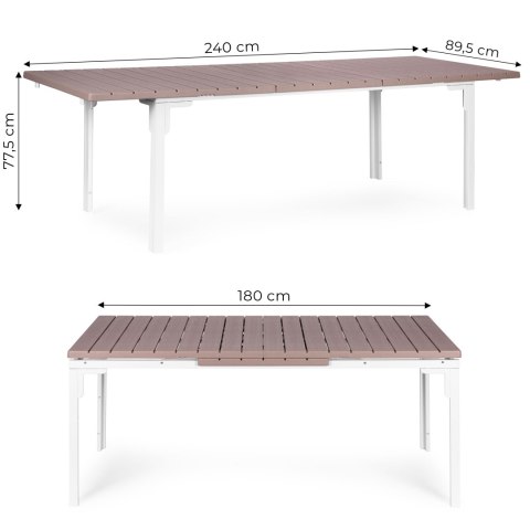 Stół ogrodowy rozkładany 180-240 cm do 12 os. stal HDPE beżowy MultiGarden MultiGarden