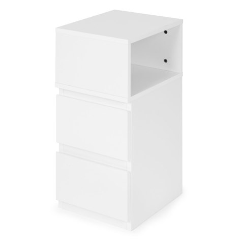 Szafka nocna z oświetleniem LED stolik do sypialni 2 szuflady biała ModernHome ModernHome