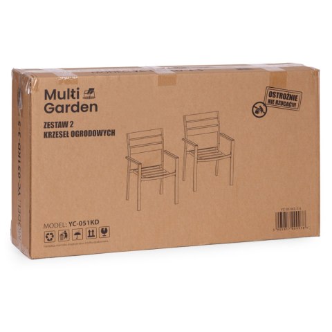 Zestaw 2 krzeseł ogrodowych na taras balkon stal HDPE szare MultiGarden MultiGarden