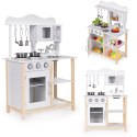 Drewniana kuchnia dla dzieci z piekarnikiem i akcesoriami do gotowania - biała ECOTOYS ECOTOYS