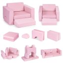 Fotel modułowy dla dzieci DIY 8 miękkich poduch składany - rożowy ECOTOYS ECOTOYS