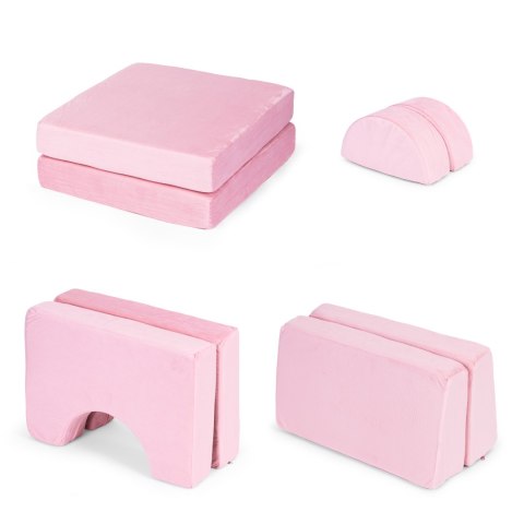 Fotel modułowy dla dzieci DIY 8 miękkich poduch składany - rożowy ECOTOYS ECOTOYS