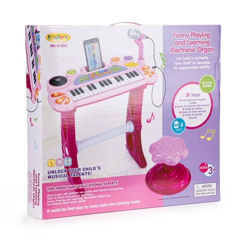 Keyboard organki pianinko z mikrofonem mp3 różowe MULTISTORE