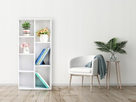 Komoda szafka regał na książki do salonu biały ModernHome ModernHome