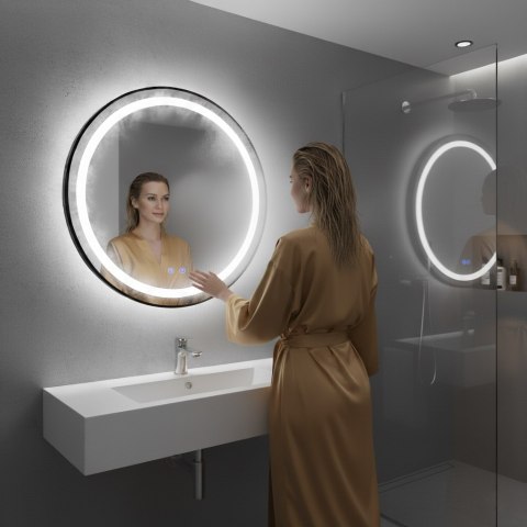Lustro łazienkowe LED okrągłe ścienne 60 cm 3 barwy anti-fog włącznik dotykowy ModernHome ModernHome