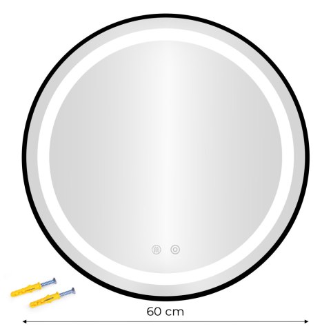 Lustro łazienkowe LED okrągłe ścienne 60 cm 3 barwy anti-fog włącznik dotykowy ModernHome ModernHome