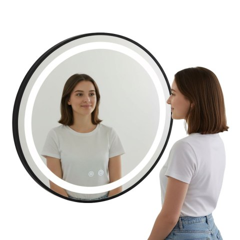 Lustro łazienkowe LED okrągłe ścienne 80 cm 3 barwy anti-fog włącznik dotykowy ModernHome ModernHome