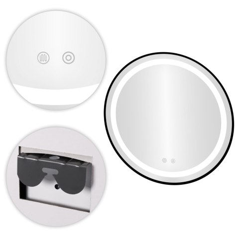 Lustro łazienkowe LED okrągłe ścienne 80 cm 3 barwy anti-fog włącznik dotykowy ModernHome ModernHome