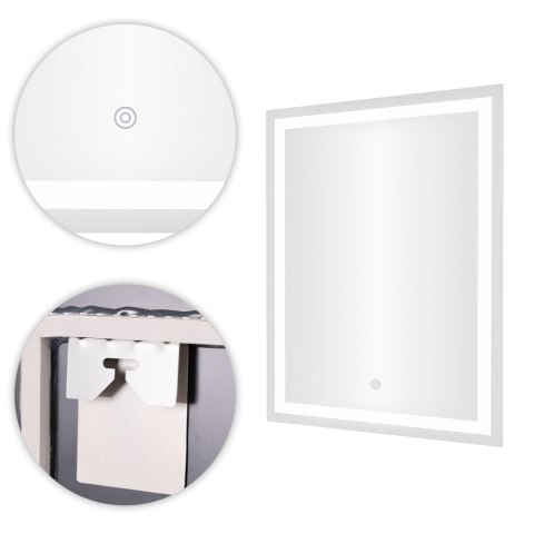 Lustro łazienkowe LED ścienne 50x70 cm 3 barwy włącznik dotykowy ModernHome ModernHome
