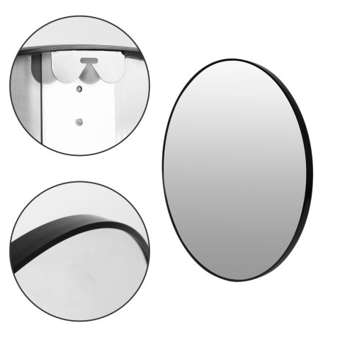 Okrągłe lustro ścienne 80 cm wiszące nowoczesne czarna rama aluminium ModernHome ModernHome