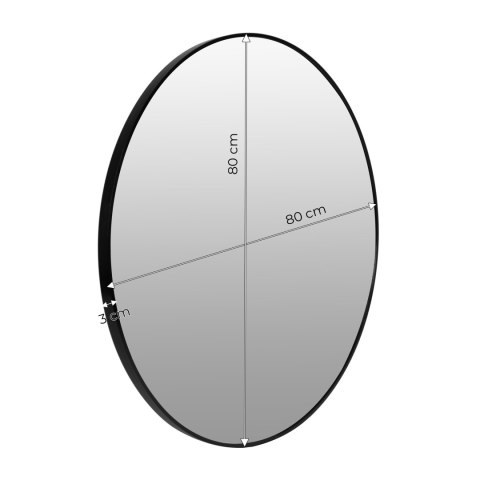 Okrągłe lustro ścienne 80 cm wiszące nowoczesne czarna rama aluminium ModernHome ModernHome