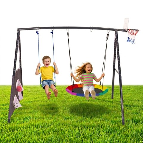 Plac zabaw dla dzieci huśtawka ogrodowa 4w1 kosz do koszykówki bocianie gniazdo ECOTOYS ECOTOYS