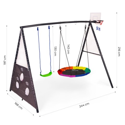 Plac zabaw dla dzieci huśtawka ogrodowa 4w1 kosz do koszykówki bocianie gniazdo ECOTOYS ECOTOYS