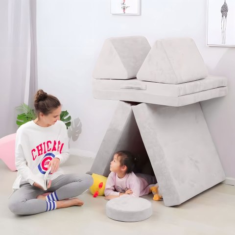 Sofa modułowa duża składana dla dzieci DIY 8 miękkich poduch - szara ECOTOYS ECOTOYS
