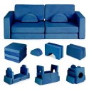 Sofa składana modułowa dla dzieci duża 2-osobowa DIY 10 miękkich poduch - niebieska ECOTOYS ECOTOYS