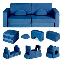 Sofa składana modułowa dla dzieci duża 2-osobowa DIY 10 miękkich poduch - niebieska ECOTOYS ECOTOYS