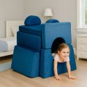 Sofa składana modułowa dla dzieci duża 2-osobowa DIY 10 miękkich poduch - niebieska ECOTOYS ECOTOYS