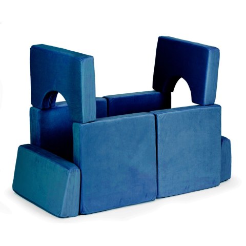 Sofa składana modułowa dla dzieci duża 2-osobowa DIY 10 miękkich poduch - niebieska ECOTOYS ECOTOYS