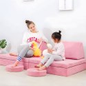 Sofa składana modułowa dla dzieci duża 2-osobowa DIY 10 miękkich poduch - różowa ECOTOYS ECOTOYS